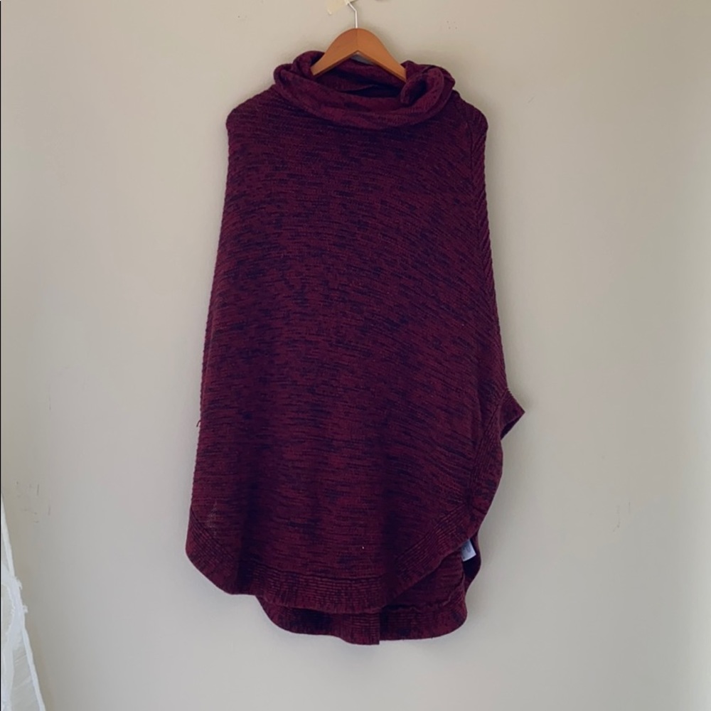 red turtle neck poncho super soft